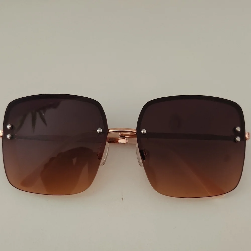 Express Brown Gradient Square Sunglasses